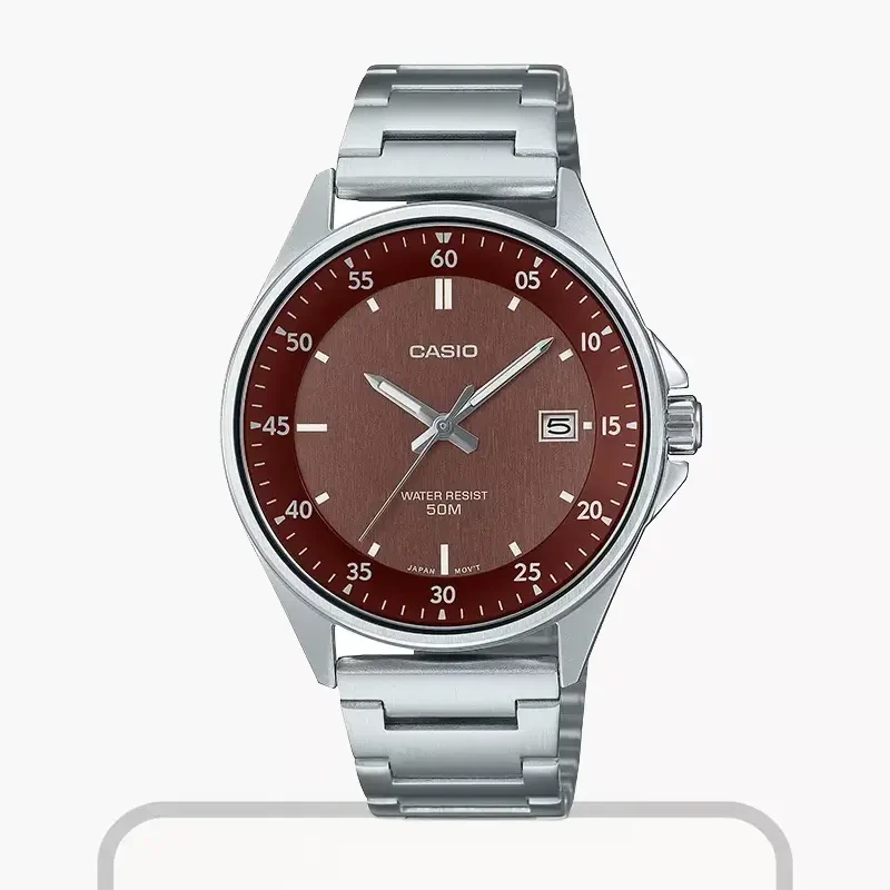 Casio Enticer Maroon Dial One-touch 3-fold Men's Watch- MTP-E705D-5EV